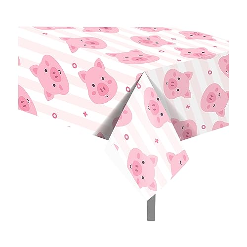 MOZUI Piggy Party-Tischdecke, Schweinchen-Tischdecken, rosa Schweine-Motiv, Party-Dekoration, Einweg-Kunststoff-Tischdecke, Schweinchen-Tischdecken für Schweinchen, Geburtstagsdekoration, 137 x 224 cm MOZUI Piggy Party-Tischdecke, Schweinchen-Tischdecken, rosa Schweine-Motiv, Party-Dekoration, Einweg-Kunststoff-Tischdecke, Schweinchen-Tischdecken für Schweinchen, Geburtstagsdekoration, 137 x 224 cm von MOZUI
