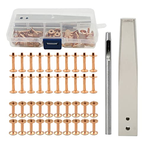 Kupfer Nieten Burrs Kit Kupfer Nieten mit Settern Proof Stollen DIY Lederhandwerk für Bekleidungsbeutelgürtel (Stil a) (Stil c) von MOZUO