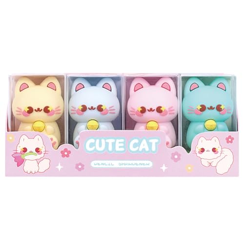 MOZXIRZ Niedlicher Bleistiftspitzer, Cartoon-Katze, PVC, Carbonstahl, 4 x Katzen, Schul- & Bürobedarf MOZXIRZ Niedlicher Bleistiftspitzer, Cartoon-Katze, PVC, Carbonstahl, 4 x Katzen, Schul- & Bürobedarf von MOZXIRZ