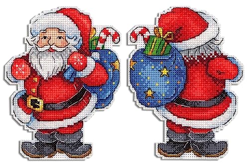Happy Santa Claus Kunststoff-Leinwand - Weihnachten Kreuzstich-Set auf Kunststoff-Leinwand mit 1 doppelseitigem Gegenstand MP Studia SR-584 von MP Studia