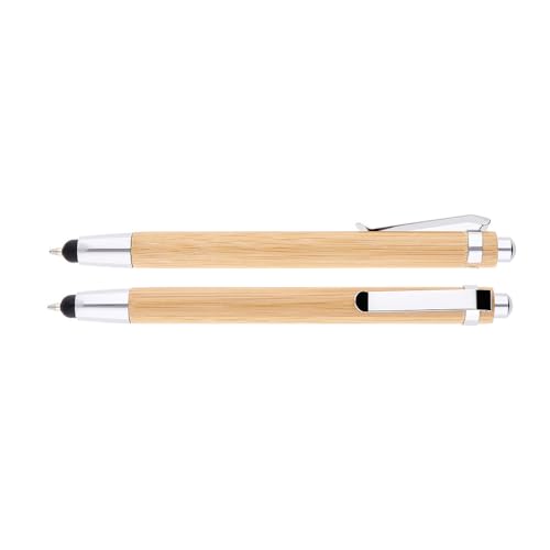 MPM Quality Bambus-Kugelschreiber, Werbung für die Firma und Büro, mit Gummi für Touchscreen-Steuerung und Metallclip, Holz, Eco friendly, 1 Stück Kugelschreiber von MPM Quality