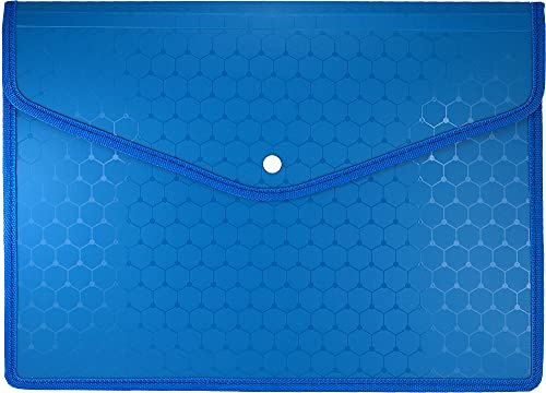 MPM folder for documents - Dokumententasche Sichttaschen mit druckknopf und Kleine Tasche für Dokument Speicherung, Blue Larger then A4 von MPM