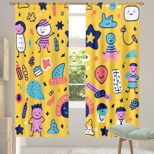 MPTPTM Fenstervorhänge, Cartoon-Personifizierung, Gemälde, leicht, lichtfilternd, Vorhänge für Küche, Wohnzimmer, Terrasse, 140 x 213 x 5 cm MPTPTM Fenstervorhänge, Cartoon-Personifizierung, Gemälde, leicht, lichtfilternd, Vorhänge für Küche, Wohnzimmer, Terrasse, 140 x 213 x 5 cm von MPTPTM