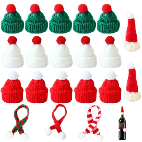 20 Stück Mini Weihnachtsmütze und Schal, Mini Strickmützen, Weihnachts-Weinflaschen-Schal, Weihnachtsdekoration, Mini Hut mit Schal für Weihnachten Weinflasche Abdeckung, Puppenhaus, Weihnachtsfeiern 20 Stück Mini Weihnachtsmütze und Schal, Mini Strickmützen, Weihnachts-Weinflaschen-Schal, Weihnachtsdekoration, Mini Hut mit Schal für Weihnachten Weinflasche Abdeckung, Puppenhaus, Weihnachtsfeiern von MPXEAVG