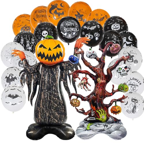 22 Stück Halloween Luftballon Kürbis, Stehender Kürbis Halloween Ballon, Halloween-partyballons, Geisterbaum Luftballons, Orange, Weiße und Schwarze Folienballon, Halloween Party Decorations 22 Stück Halloween Luftballon Kürbis, Stehender Kürbis Halloween Ballon, Halloween-partyballons, Geisterbaum Luftballons, Orange, Weiße und Schwarze Folienballon, Halloween Party Decorations von MPXEAVG