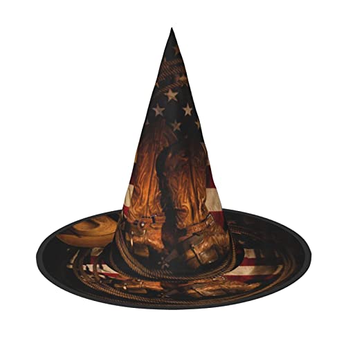 MQGMZ Amerikanische Flagge mit Cowboystiefeln, vielseitiger Halloween-Hut, Hexenhut für Erwachsene, lustige und stilvolle Halloween-Party-Dekoration MQGMZ Amerikanische Flagge mit Cowboystiefeln, vielseitiger Halloween-Hut, Hexenhut für Erwachsene, lustige und stilvolle Halloween-Party-Dekoration von MQGMZ