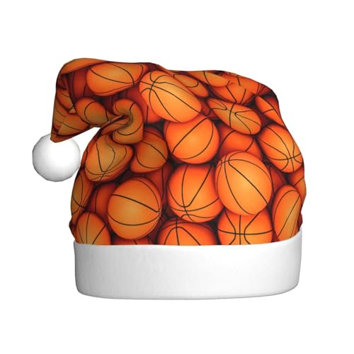 MQGMZ Basketball Orange Prtint Unisex Weihnachtsmützen Einzigartige Weihnachtsmütze Erwachsene Xmas Hut Für Neujahr Parteien Liefert von MQGMZ