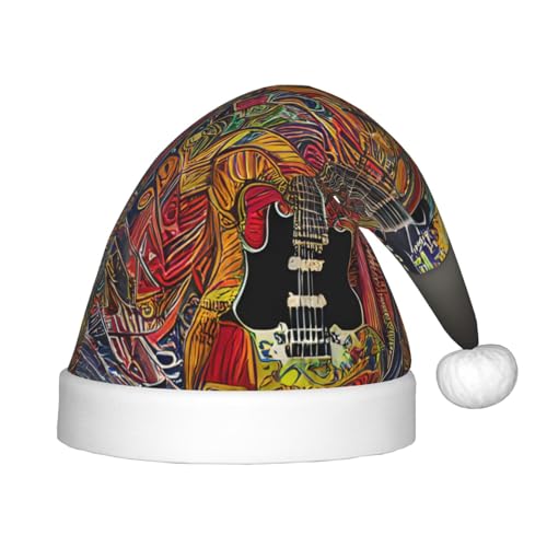 MQGMZ Farbe Akustik und Gitarre Druck Weihnachtsmütze Urlaub Party Supplies - Unisex Nikolausmütze, Weihnachtsmütze für Kinder, Kinder von MQGMZ
