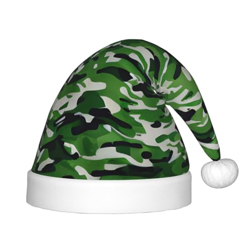 MQGMZ Grüne Camo Print Weihnachtsmütze Urlaub Party Supplies - Unisex Nikolausmütze Xmas Hut für Kinder von MQGMZ