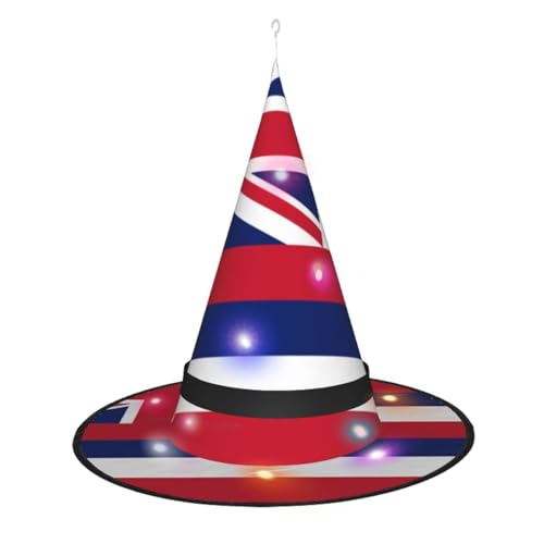 MQGMZ Hawaii-Flaggen-Druck, Halloween-Hexenhut, Kostümzubehör für Halloween, Weihnachtsfeiern, Zaubererhut von MQGMZ