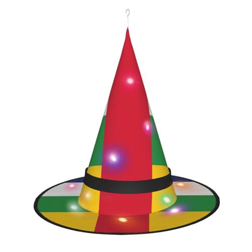 MQGMZ Hexenhut mit zentralafrikanischer Flagge, Halloween-Hexenhut, Kostümzubehör für Halloween, Weihnachtsfeiern, Zaubererhut von MQGMZ