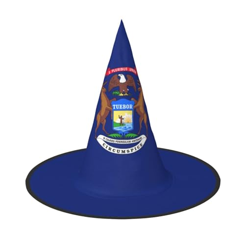 MQGMZ Michigan-Staatsflagge, vielseitiger Halloween-Hut, Hexenhut für Erwachsene, lustige und stilvolle Halloween-Party-Dekoration MQGMZ Michigan-Staatsflagge, vielseitiger Halloween-Hut, Hexenhut für Erwachsene, lustige und stilvolle Halloween-Party-Dekoration von MQGMZ