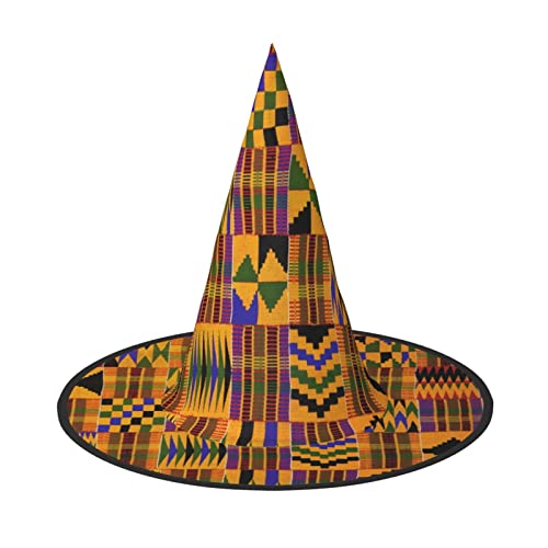 MQGMZ Mqgmzafrican Webdruck Zauberhaft Halloween Hexenhut Niedlich Faltbar Spitz Neuheit Hexenhut Kinder Erwachsene von MQGMZ