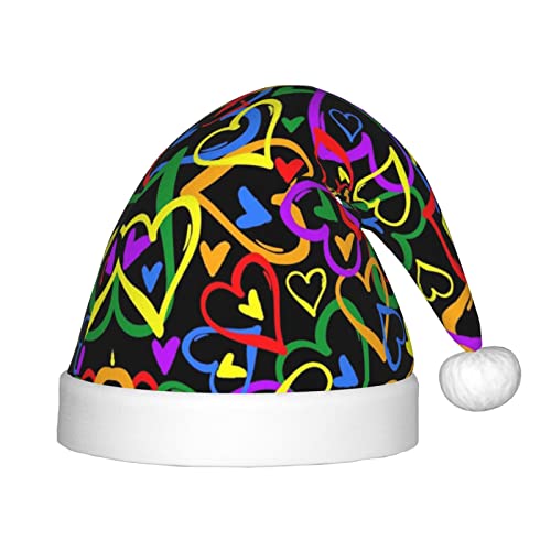 MQGMZ Mqgmzgay Pride Rainbow Print Weihnachtsmütze - Nikolausmütze für Kinder Unisex Flanell Xmas Hut Kinder Nikolausmütze von MQGMZ