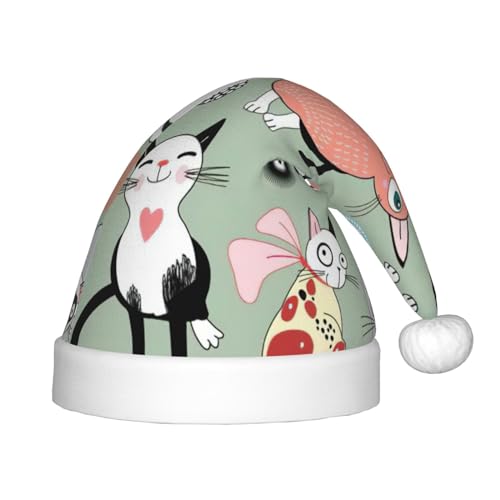 MQGMZ Niedlicher Weihnachtshut mit Cartoon-Katzen-Aufdruck für Kinder, perfekt für Weihnachtsfeiern MQGMZ Niedlicher Weihnachtshut mit Cartoon-Katzen-Aufdruck für Kinder, perfekt für Weihnachtsfeiern von MQGMZ