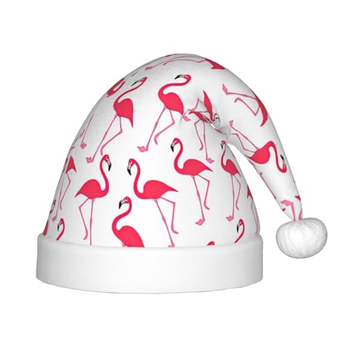 MQGMZ Rosa Flamingo Muster Druck Weihnachtsmütze Urlaub Party Supplies - Unisex Nikolausmütze Xmas Hut für Kinder von MQGMZ