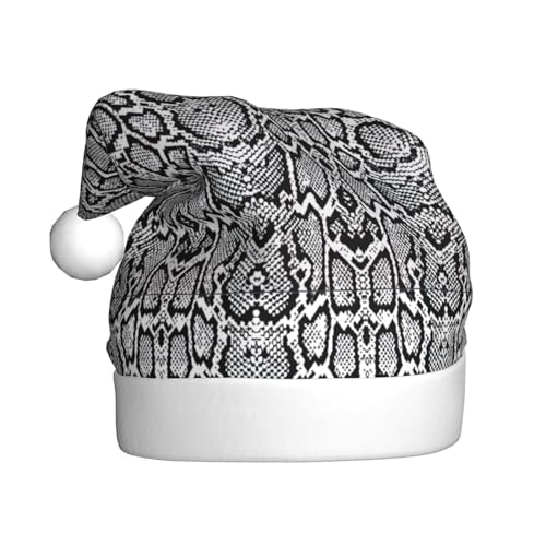 MQGMZ Schwarz Weiß Schlange Haut Prtint Unisex Weihnachtsmützen Einzigartige Weihnachtsmütze Erwachsene Xmas Hut Für Neujahr Parteien Liefert von MQGMZ