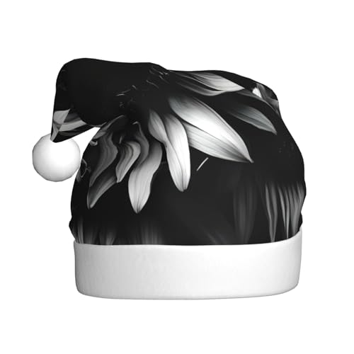 MQGMZ Schwarze und weiße Sonnenblumen Prtint Unisex Weihnachtsmützen Einzigartige Weihnachtsmütze Erwachsene Xmas Hut Für Neujahr Parteien Liefert von MQGMZ