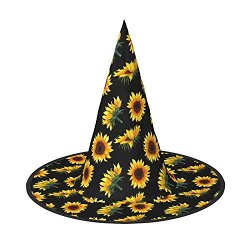 MQGMZ Sonnenblumen, Blumen, Pflanzen, schwarz-gelber Druck, vielseitiger Halloween-Hut, Hexenhut für Erwachsene, lustige und stilvolle Halloween-Party-Dekoration MQGMZ Sonnenblumen, Blumen, Pflanzen, schwarz-gelber Druck, vielseitiger Halloween-Hut, Hexenhut für Erwachsene, lustige und stilvolle Halloween-Party-Dekoration von MQGMZ