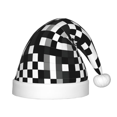 MQGMZ Weihnachtsmütze für Kinder, schwarz-weiß, kariert, Weihnachtsmannmütze für Kinder, perfekt für Weihnachtsfeiern MQGMZ Weihnachtsmütze für Kinder, schwarz-weiß, kariert, Weihnachtsmannmütze für Kinder, perfekt für Weihnachtsfeiern von MQGMZ