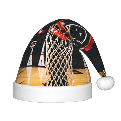 MQGMZ Weihnachtsmütze mit Basketball-Aufdruck für Kinder, Weihnachtsmannmütze, perfekte Weihnachtsmütze, Urlaubsparty-Zubehör MQGMZ Weihnachtsmütze mit Basketball-Aufdruck für Kinder, Weihnachtsmannmütze, perfekte Weihnachtsmütze, Urlaubsparty-Zubehör von MQGMZ