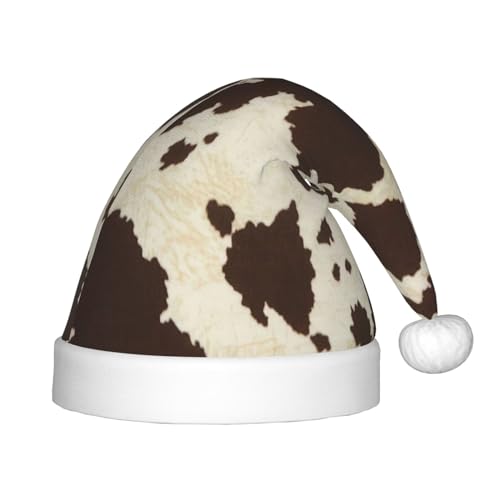 MQGMZ Weihnachtsmütze mit Kuhfell-Aufdruck, für Kinder, Weihnachtsmannmütze, perfekte Weihnachtsmütze, Urlaubsparty-Zubehör von MQGMZ