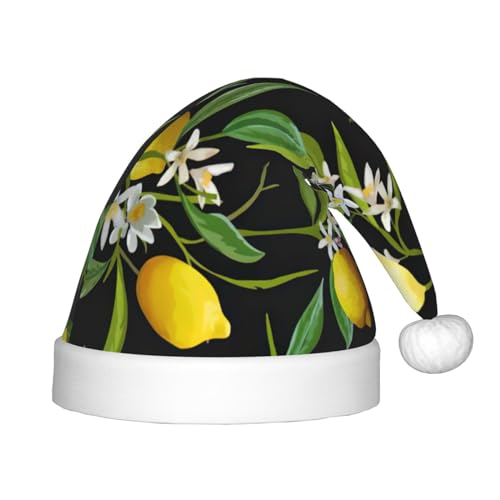 MQGMZ Weihnachtsmütze mit Zitronen- und Blumendruck, für Kinder, Weihnachtsmannmütze, perfekte Weihnachtsmütze, Urlaubsparty-Zubehör MQGMZ Weihnachtsmütze mit Zitronen- und Blumendruck, für Kinder, Weihnachtsmannmütze, perfekte Weihnachtsmütze, Urlaubsparty-Zubehör von MQGMZ