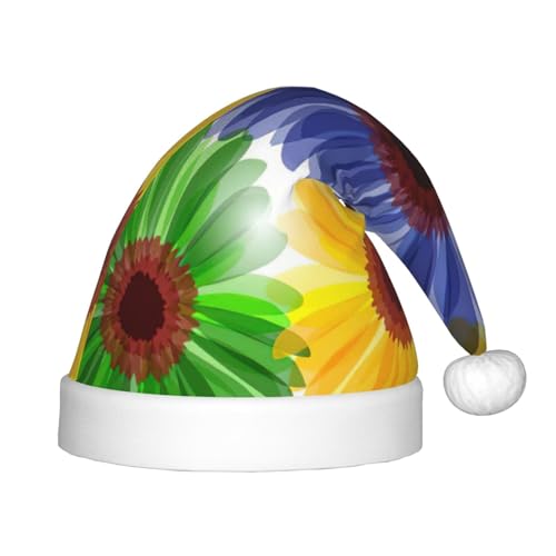 MQGMZ Weihnachtsmütze mit buntem Blumendruck für Kinder, Weihnachtsmannmütze, perfekte Weihnachtsmütze, Urlaubsparty-Zubehör MQGMZ Weihnachtsmütze mit buntem Blumendruck für Kinder, Weihnachtsmannmütze, perfekte Weihnachtsmütze, Urlaubsparty-Zubehör von MQGMZ