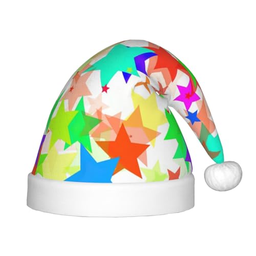 MQGMZ Weihnachtsmütze mit bunten Sternen für Kinder, Weihnachtsmannmütze, perfekte Weihnachtsmütze, Urlaubsparty-Zubehör MQGMZ Weihnachtsmütze mit bunten Sternen für Kinder, Weihnachtsmannmütze, perfekte Weihnachtsmütze, Urlaubsparty-Zubehör von MQGMZ