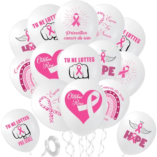 30 Stück Ballons Pink October, Pink October Dekoration, Ballons und Schleifen von MQIAN