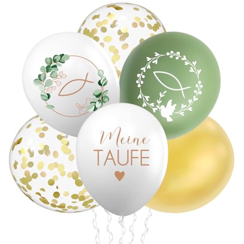 30 Stück Luftballons Taufe, Taufe Deko Mädchen Junge, Luftballons Kommunion Konfirmation, Meine Taufe Ballon für Taufe Erstkommunion Konfirmation Kommunion Deko, 5 Design von MQIAN