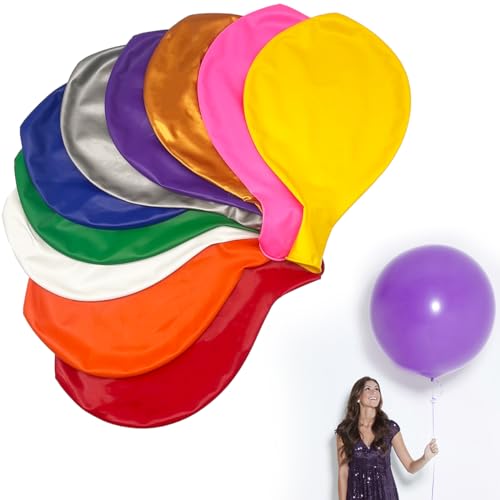 36 Zoll Luftballons Groß, 10 Stück Riesen Luftballons, XXL Luftballon, Grosse Luftballons, Latex Luftballons Bunt, Große Luftballons für Geburtstag Hochzeit Festival Party (Bunt_10) von MQIAN