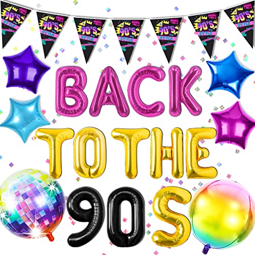 90er Deko Kit, 90er Party Deko Banner, 90er Party Girlande, Disco Party Deko, 90er Deko Balloon, Back To The 90s Folienballon, Deko 90er Jahre Party für 90er Geburtstags Disco Party von MQIAN