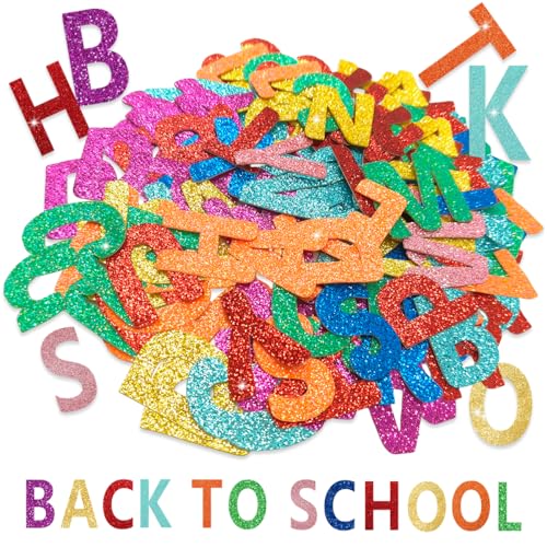 Buchstaben Aufkleber, 208pcs Glitzer Moosgummi Buchstaben Sticker Selbstklebend, Klebebuchstaben für Einschulung Schulanfang Schulkind, 8 Farben Buchstaben Aufkleber, 208pcs Glitzer Moosgummi Buchstaben Sticker Selbstklebend, Klebebuchstaben für Einschulung Schulanfang Schulkind, 8 Farben von MQIAN
