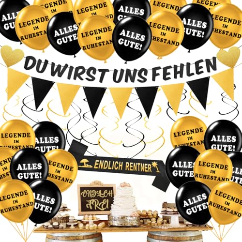 Deko Rente,Du Wirst Uns Fehlen Banner,Ruhestand Deko,Rente Girlande,Deko Zum Renteneintritt,Alles Gute Zum Ruhestand,Rentner Deko,Du Wirst Uns Fehlen Deko von MQIAN