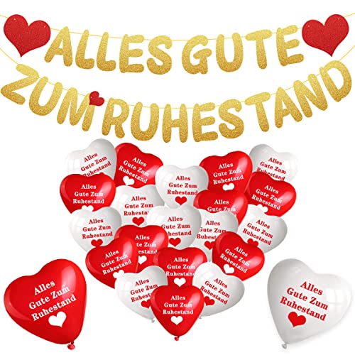 Deko für Den Ruhestand,Vormontiert Alles Gute Zum Ruhestand Girlande, Rente Deko Rente Luftballon Banner von MQIAN
