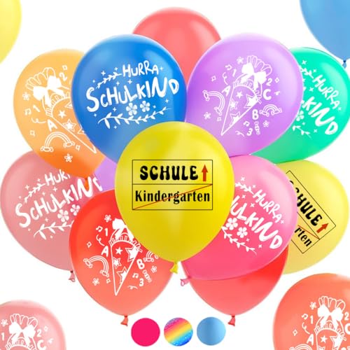 Einschulung Deko Ballons 25 Stück, Schulanfang Schulstart Schulkind Schuleinführung Deko Ballons, 2023 Einschulung Party Dekoration Farbmix Jungs Mädchen von MQIAN