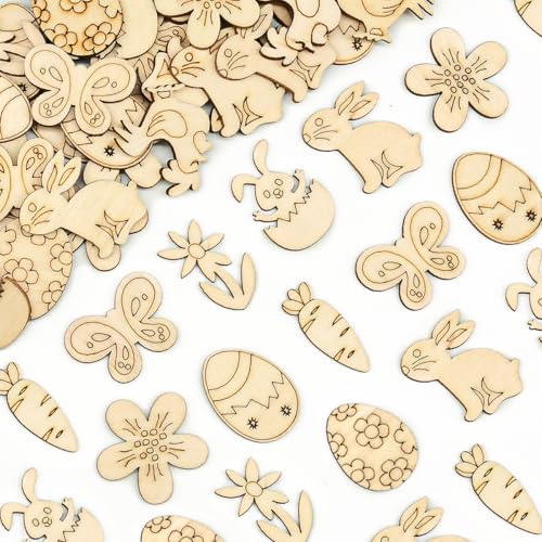 Holz Oster Deko Konfetti, 100pcs Tischdeko Streudeko Konfetti Ostern, Osterhasen Eier Blume Deko Holz, Osterdeko Streudeko Frühling für Geschenke Basteln Holz Oster Deko Konfetti, 100pcs Tischdeko Streudeko Konfetti Ostern, Osterhasen Eier Blume Deko Holz, Osterdeko Streudeko Frühling für Geschenke Basteln von MQIAN