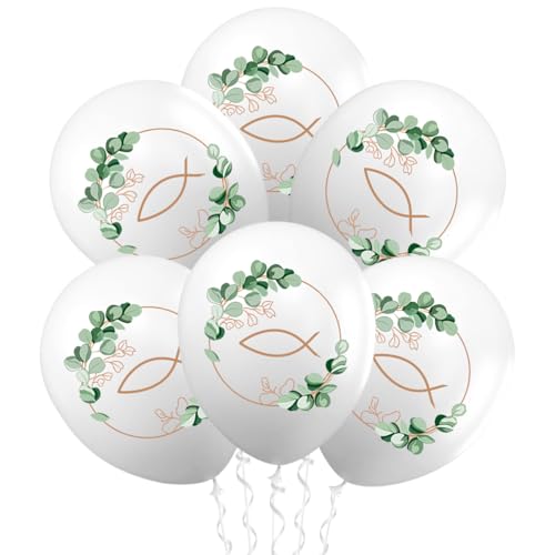 Kommunion Deko, 20 Luftballons Taufe, Luftballons Kommunion, Luftballons Konfirmation, Konfirmation Deko, Taufe Deko Junge Mädchen, Firmung Deko, Erstkommunion Deko, Konfirmation Ballon mit Fischmotiv von MQIAN