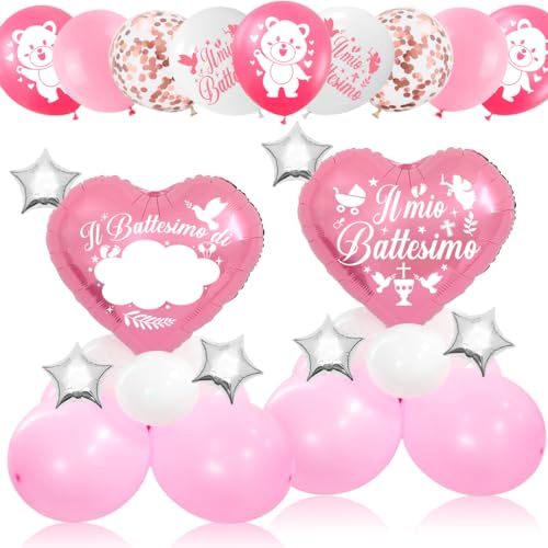MQIAN Set mit 2 Luftballons zur Taufe, Mädchen, Dekoration für Taufe, Mädchen von MQIAN