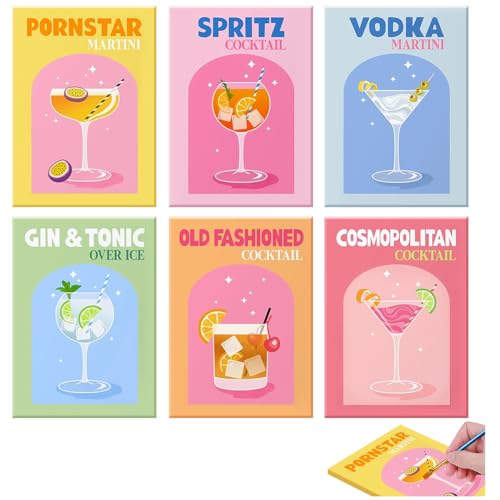 Malen Nach Zahlen Cocktail, 6 Stück Malen Nach Zahlen Erwachsene Cocktail, Paint By Numbers Set mit Pinsel und Farben für Erwachsene und Anfänger Malen Nach Zahlen Cocktail, 6 Stück Malen Nach Zahlen Erwachsene Cocktail, Paint By Numbers Set mit Pinsel und Farben für Erwachsene und Anfänger von MQIAN