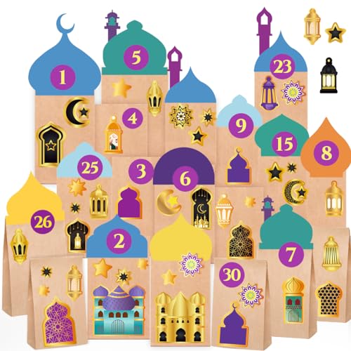 Ramadan Kalender Tüten, Ramadan Tüten, Ramadan Tüten Zum Befüllen, Ramadan Kalender Zum Befüllen, Papiertüten Ramadan, Ramadan Tüte, Ramadan Kalender Kinder Gefüllt von MQIAN