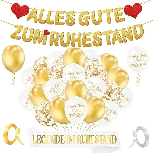 Rente Deko, Ruhestand Deko, Alles Gute Zum Ruhestand Banner, Luftballons Ruhestand, Deko Rente, Alles Gute Zum Ruhestand für Pension Renteneintritt Abschied Party von MQIAN