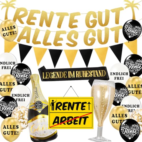 Rente Deko, Ruhestand Deko,RENTE GUT ALLES GUT Banner,Rentner Geschenk,Luftballons Ruhestand Ballons Girlande,Endlich Rentner Luftballons für Männer Frauen Renteneintritt Pensionierung Party Rente Deko, Ruhestand Deko,RENTE GUT ALLES GUT Banner,Rentner Geschenk,Luftballons Ruhestand Ballons Girlande,Endlich Rentner Luftballons für Männer Frauen Renteneintritt Pensionierung Party von MQIAN
