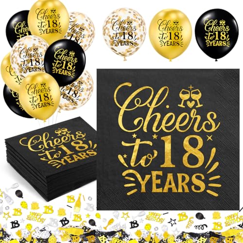 Servietten 18 Geburtstag 30 Stück mit 15g Konfetti Geburtstag, Servietten 18. Geburtstag Junge Mädchen, Cheers 18 Years Servietten Geburtstag, Papierservietten 33X33cm, Luftballons 18 Geburtstag Servietten 18 Geburtstag 30 Stück mit 15g Konfetti Geburtstag, Servietten 18. Geburtstag Junge Mädchen, Cheers 18 Years Servietten Geburtstag, Papierservietten 33X33cm, Luftballons 18 Geburtstag von MQIAN