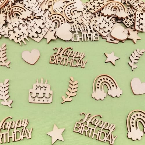 Streudeko Tischdeko Geburtstag, 80 Stück Holz Konfetti Geburtstag, Happy Birthday Tischdeko, Geburtstagsdeko Tisch, Happy Birthday Deko Mädchen Junge von MQIAN