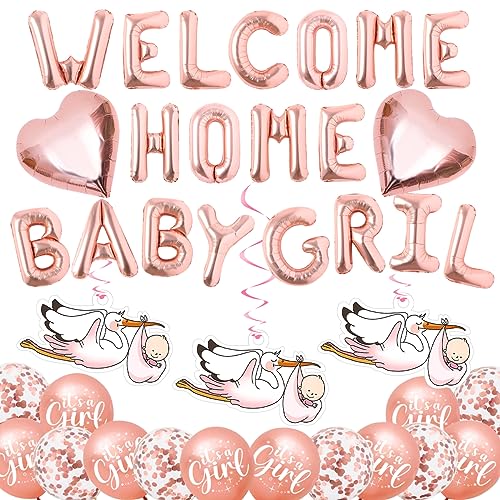 MQIAN Willkommen Zuhause Ballon-Set für Baby Mädchen - Rosa (Pink) - 31 Stück - BALLOON - Party Decoration - Babyparty - Kinder, Frauen - Eltern eines neugeborenen Mädchens, Familienmitglieder MQIAN Willkommen Zuhause Ballon-Set für Baby Mädchen - Rosa (Pink) - 31 Stück - BALLOON - Party Decoration - Babyparty - Kinder, Frauen - Eltern eines neugeborenen Mädchens, Familienmitglieder von MQIAN