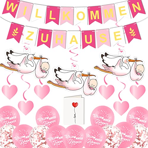Willkommen Baby, Vormontiert Willkommen Zuhause Baby Mädchen, Welcome Home Baby, Herzlich Willkommen Girlande, Mit 6 Stück Storch Geburt, Girlande Geburt Mädchen,Willkommen Zuhause Deko Willkommen Baby, Vormontiert Willkommen Zuhause Baby Mädchen, Welcome Home Baby, Herzlich Willkommen Girlande, Mit 6 Stück Storch Geburt, Girlande Geburt Mädchen,Willkommen Zuhause Deko von MQIAN