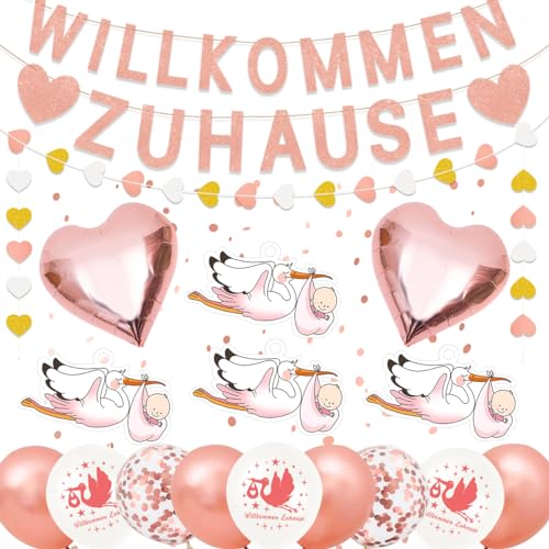 Willkommen Zuhause Baby Mädchen, Welcome Home Baby Girl, Willkommen Baby Mit 6 Stück Storch Geburt Für Draussen, Vormontiert Herzlich Willkommen Girlande, Babyparty Deko Mädchen Willkommen Zuhause Baby Mädchen, Welcome Home Baby Girl, Willkommen Baby Mit 6 Stück Storch Geburt Für Draussen, Vormontiert Herzlich Willkommen Girlande, Babyparty Deko Mädchen von MQIAN
