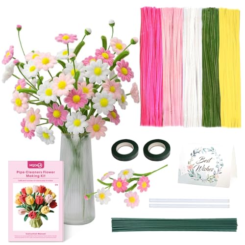 MQOALA 300 Stück Pfeifenreiniger Blumen Set Mit Anleitung, Chenilledraht Pfeifenreiniger Blumen Set, Basteln und Dekorieren Staubblatt FüR Blumenstrauß Diy Dekorationen Macaron-Farbe MQOALA 300 Stück Pfeifenreiniger Blumen Set Mit Anleitung, Chenilledraht Pfeifenreiniger Blumen Set, Basteln und Dekorieren Staubblatt FüR Blumenstrauß Diy Dekorationen Macaron-Farbe von MQOALA